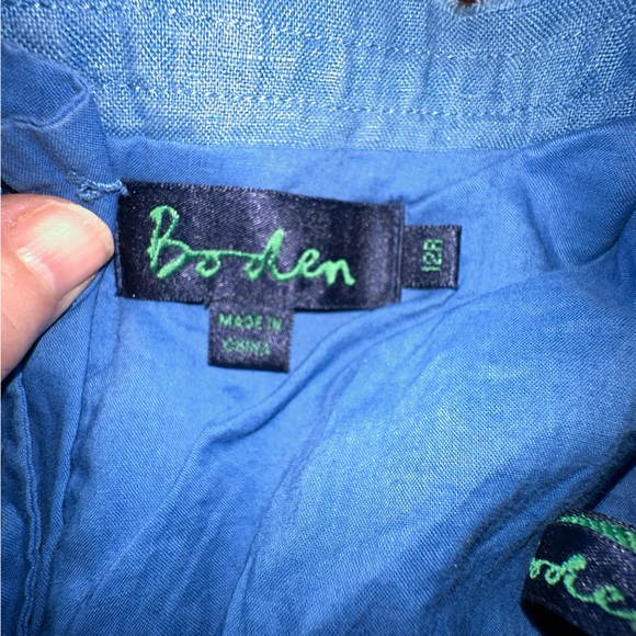 Boden size 12 blue linen skirt with pleats Attached cotton slip VGUC.raw edges - Picture 2 of 9